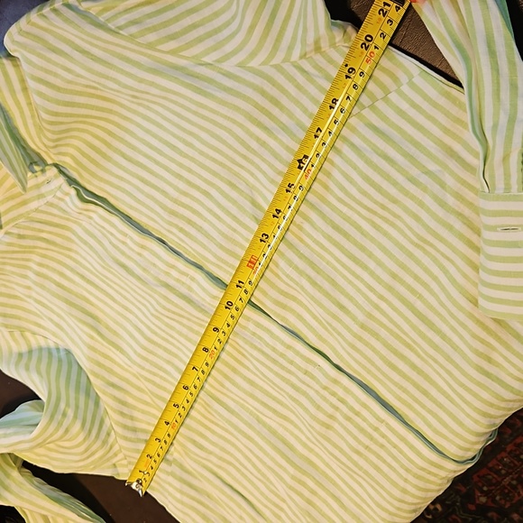 BNWT fits UK size 14 16 v pretty lime stripe linen shirt tunic dress long blouse - Picture 16 of 16